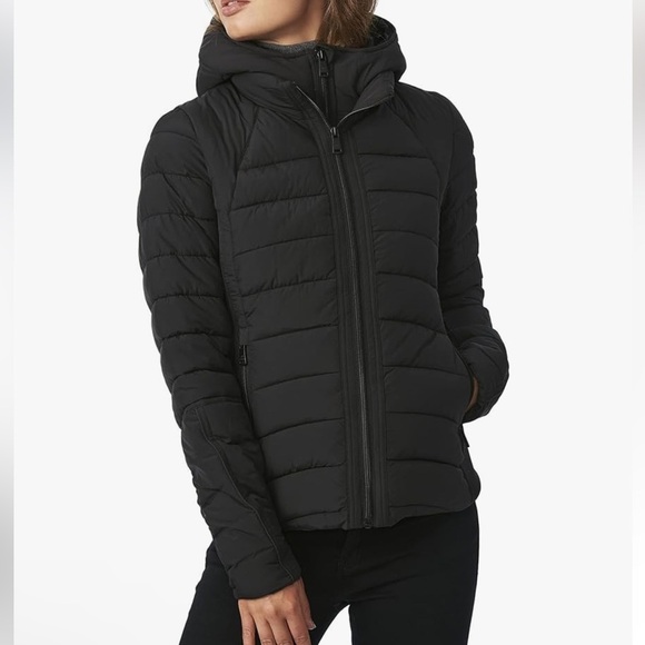 Bernardo Womens Neo Active Double Up Hooded Black Puffer Size Large - Picture 1 of 13